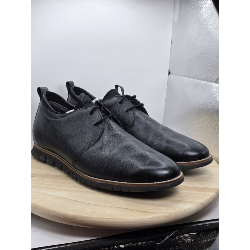 Mens Size 12 - Hush Puppies Colby Oxford Black Solid Leather HMV10442-007 - Picture 5 of 10